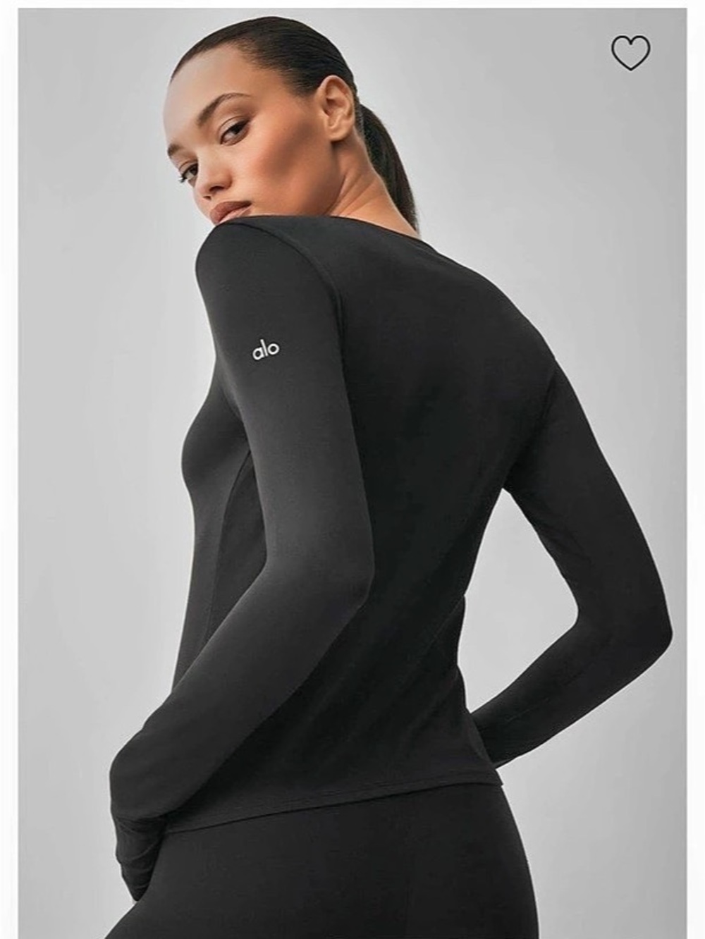 Alo Finesse Long Sleeve Top in Black Large